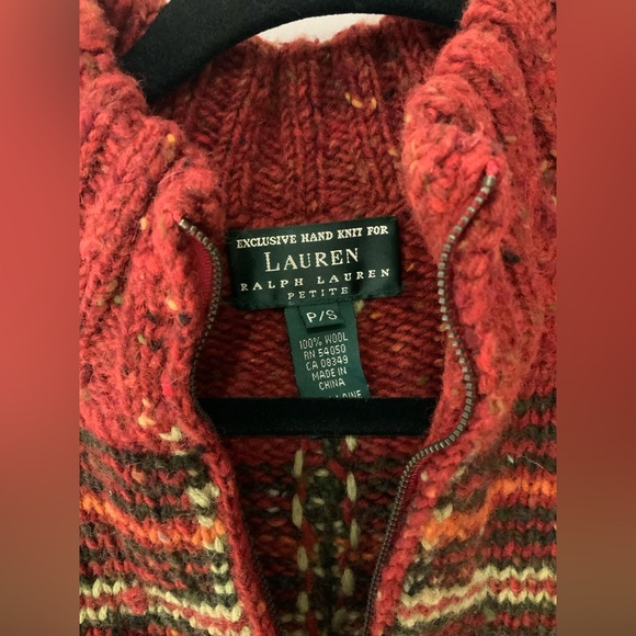 Lauren Ralph Lauren exclusively knit 100% wool petite small zip sweater vintage - Picture 4 of 7